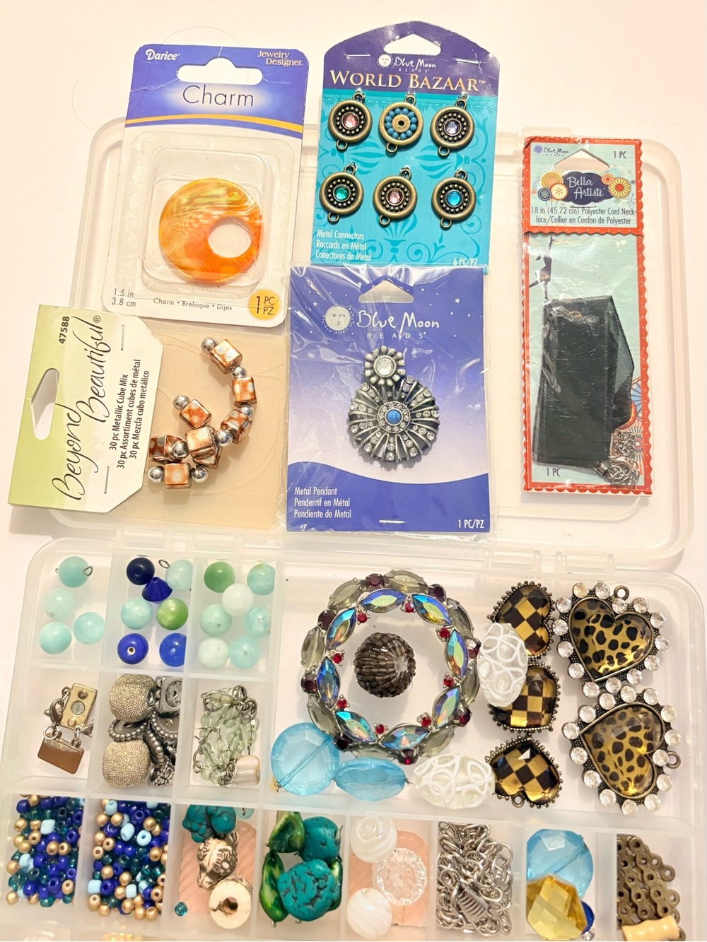 Assorted Jewelry Making Kit with Beads and Charms - Turquoise, Teal, Green, Pink - Picture 3 of 9